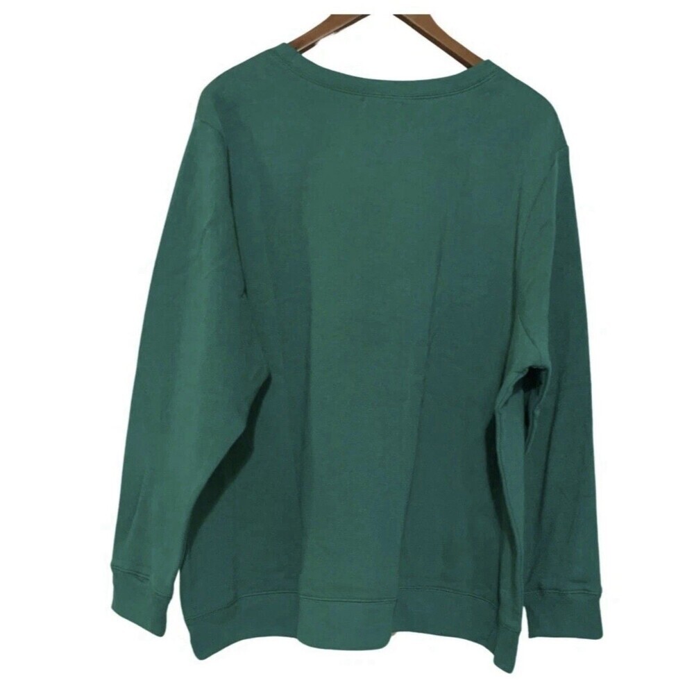 I.b.diffusion Embroidered Sleigh Presents Green Christmas Sweatshirt Size 2X - Picture 6 of 6